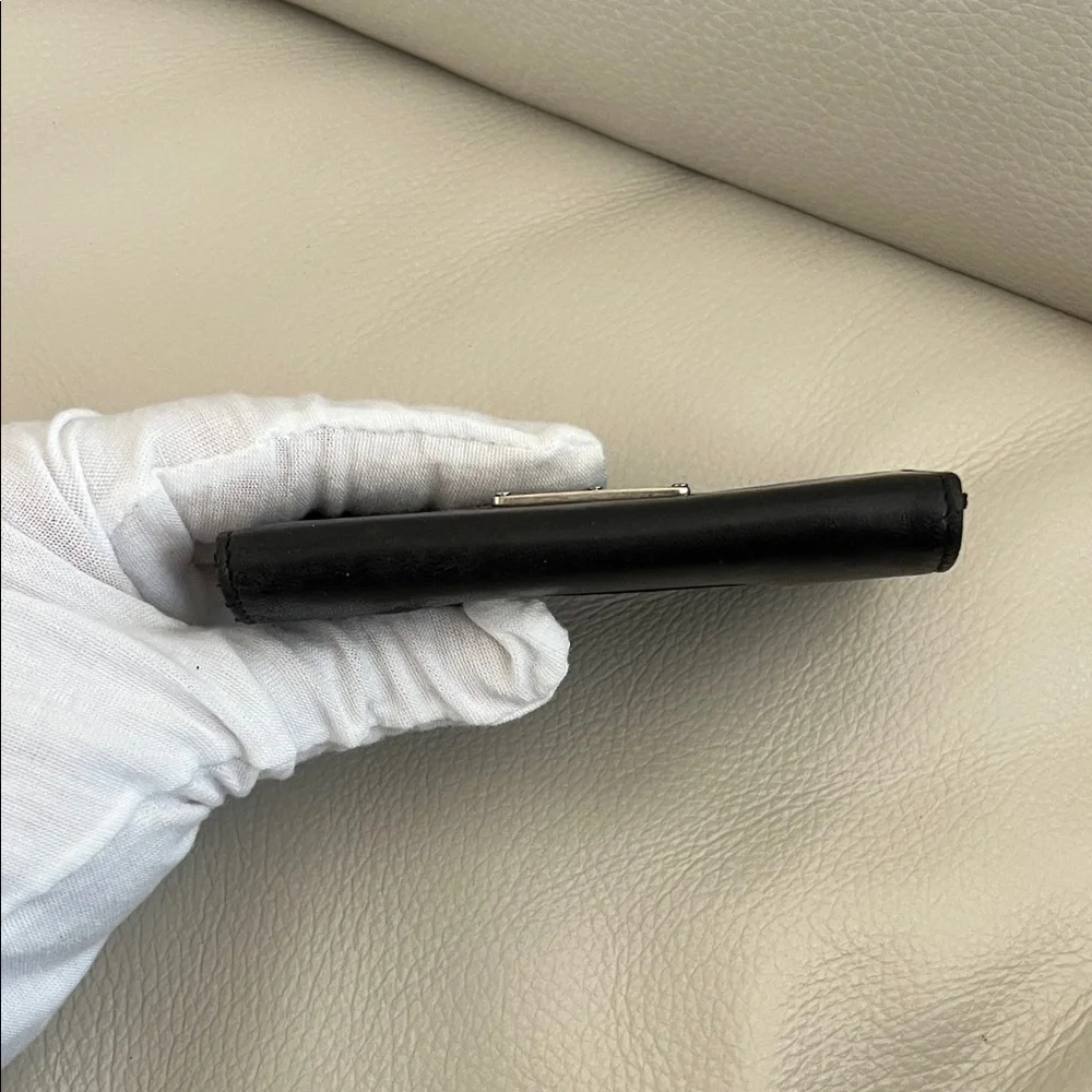 Prada Black Leather & Nylon Triangular Logo Compact Wallet - Picture 9 of 14